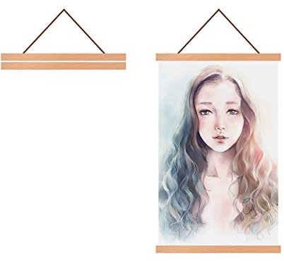 Radezon Magnetic Poster Frame Hangers, Poster Hangers,Magnetic Wooden Poster Hangers, Light Wood Frame Hanger, Magnet Picture Hanging for 55x80 55x85 Canvas(22/ 56cm, Teak)