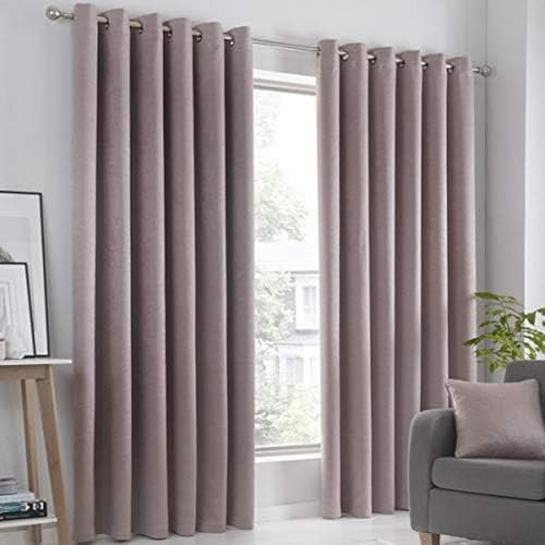 Fusion Strata Woven Eyelet Lined Curtains, Blush, 66 x 90 Inch, 100% Polyester, W168cm (66) x D229cm (90)