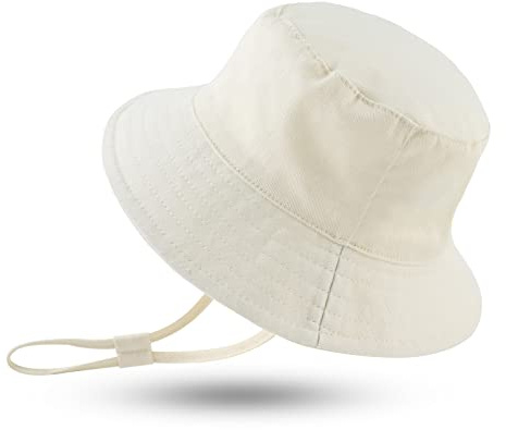 Sombrero Bebe NiñO O NiñAs Verano UPF 50+ Transpirable Seco RáPido Ajustable De Sol Gorra Bucket Hat De Playa (Blanco, 44CM(0 a 3 Meses), 0_Month)