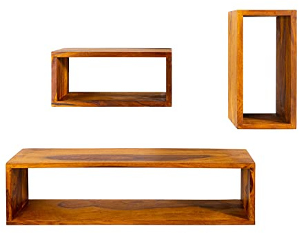 Riess Ambiente Massives Wandregal 3er Set Hemingway 94cm Sheesham Stone Finish Regal Holzregal Regalset Massivholzregal Regale