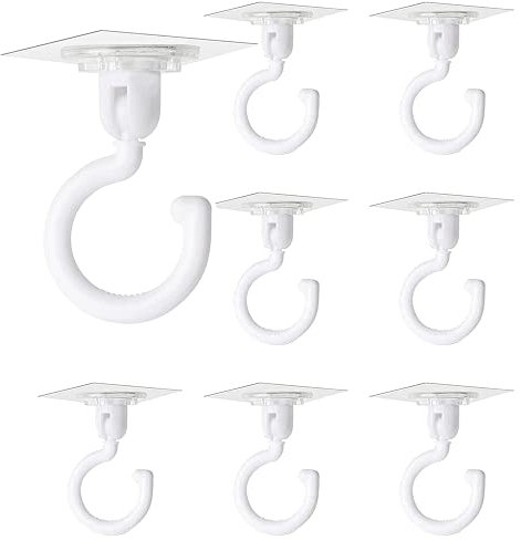 JaneYi 8 Pièces Crochets Auto-adhésifs Transparents Crochet Rotatif à 360 Degrés Crochet Adhésif Puissant Plafond Crochets Muraux Sans Perçage pour Salle de Bain Toilettes Cuisine Bureau Mur Plafond