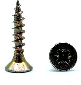 DOJA Barcelona | Vis cruciformes pour panneaux d'aggloméré avec pointe embout | Lot de 100 vis à bois 6 x 40 mm + 1 embout PZ2 | Vis à tête fraisée galvanisée | Vis pour construction en bois | Vis à