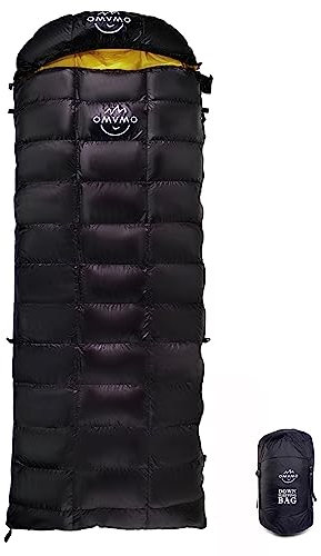 OMVMO Rectangular Down Sleeping Bag for Adults Camping Backpacking 20°F