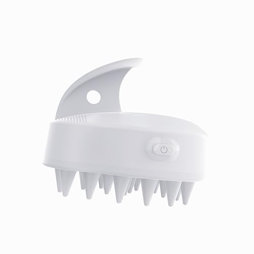 TONOSA Hair Scalp Massager -Sonic Scalp Scrubber with Soft Silicone Bristles for Hair Growth & Dandruff Removal, IPX6 Waterproof Hair Shampoo Brush for Scalp Exfoliator (White)