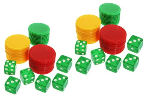 Toyvian 2sets Dadi e Chip Da Gioco Portatili Chip Colorati e Dadi Divertenti Per Feste Bar e Ktv Gioco Di Società Creativo e Pratico