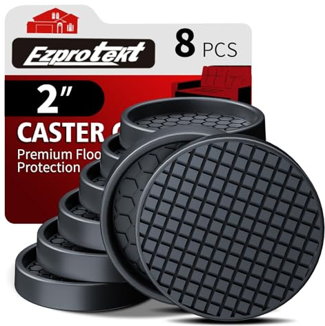 Ezprotekt Φ 51 mm sous Verres de Meubles 8 roulettes, Patins de Meubles antidérapants pour sols en Bois Dur, Rondes en Caoutchouc antidérapantes pour Meubles, Protections de Sol antidérapantes, Nero