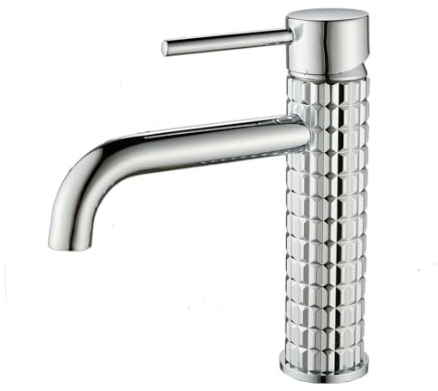 Chrome Bathroom Sink Mixer Taps - Brass Basin Mixer Tap One Hole - Silver Bathroom Mixer Tap Single Lever Water Tap