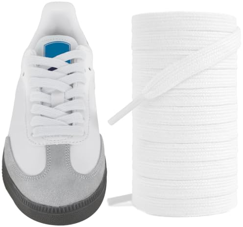UamGlsob Platta skosnören för Adidas Samba OG/ADV/LT sneakers, 8 mm breda mjuka tjocka bomullstyg långa skosnören för promenader löpning campusskor