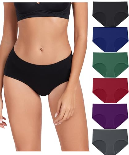 wirarpa Bragas Mujer Algodón Elástico Braguitas Cintura Media Ropa Interior Suaves y Cómodas Pack de 6 Multicolor Talla XXL