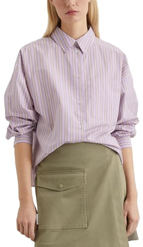 Marc OߴPolo Denim Blusa con cuello Kent Denim Mujer de rayas, Multicolor (Medium Purple Multi 01), XL