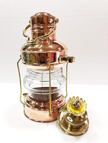 Lanterna a olio vintage in ottone e rame, 35,6 cm, stile marittimo, da collezione, classica lampada a petrolio per la casa, regalo decorativo per il padre