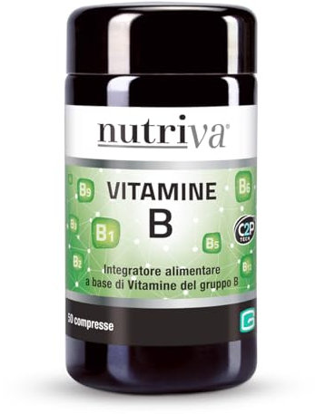 NUTRIVA Vitamine B è un integratore alimentare a base di Vitamine del gruppo B, Integratore per energia, riduce stanchezza e affaticamento, 50 compresse