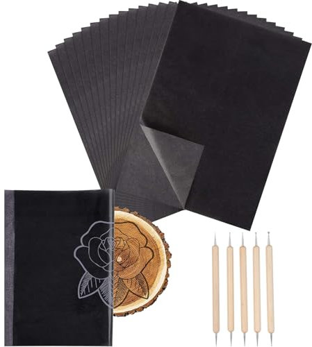 Suevut 200 Sheets Transfer Paper, 2025 New Black Carbon Paper for Tracing, Graphite Transfer Paper for Fabric, Wood, Canvas, Glass, Drawing, Sketching, DIY Craft and Lettering (A4/8.3 x 11.7 Inches)