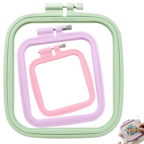 GYTFOG 3 Piece Set Embroidery Hoops, Cross Stitch Frame, Square Embroidery Hoop, Ideal for Small Embroidery Projects, Mini Embroidery Hoops for Art Craft Handy Sewing