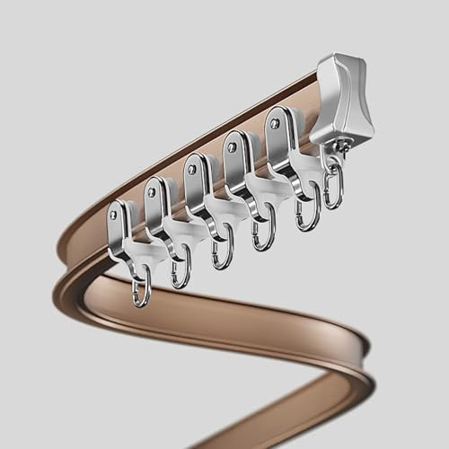 Soporte flexible para barra de riel deslizante para montaje en techo, ajustable de 1 a 8 m, sistema de riel flexible para sala de estar, decoración del hogar, color marrón, riel individual de 2,1 m