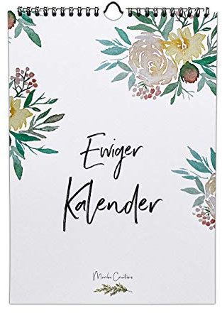 Ewiger Geburtstagskalender, Aquarell, DIN A4, Immerwährend und jahresunabhängig, Floraler Jahreskalender für Notizen, wiederkehrende Termine oder Geburtstage