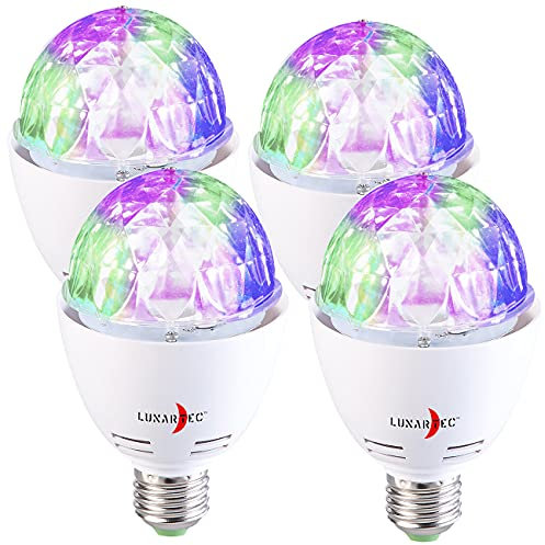 Lunartec Partyleuchte: 4er-Set rotierende Disco-Leuchten mit RGB-Farbeffekten, 3 W, E27 (Disko Lampe, Disco Kugel, Leuchtmittel)