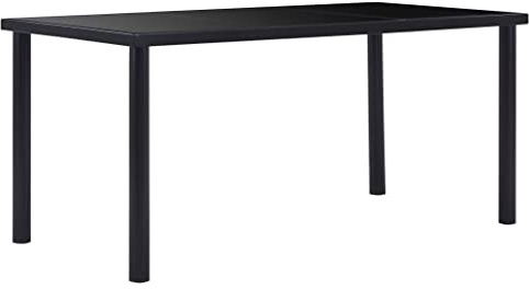 vidaXL Tavolo da Pranzo Tavolino da Cucina Tavola per Sala da Pranzo Mobili per Sala da Pranzo Arredo Nero 160x80x75 cm in Vetro Temperato