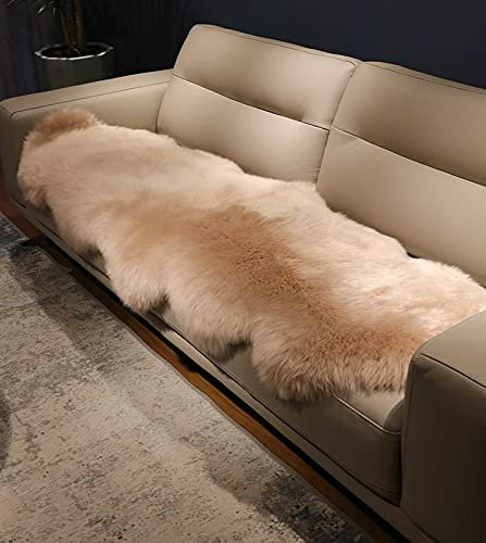 Bai You Mei BYM Schaffell Teppich Lammfell Sofaüberwürfe Bettvorleger Sofa Matte echtes Fell Bettüberwürfe 2m*75cm