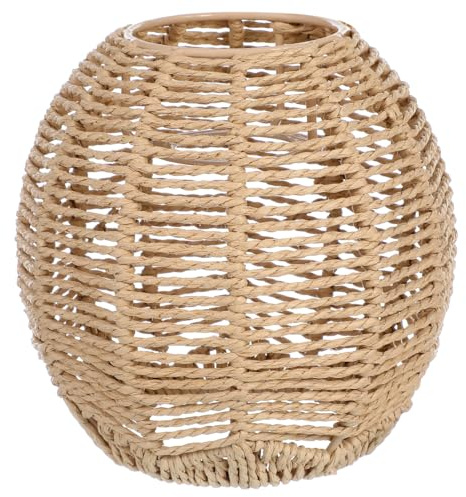 Holibanna Paralume Lampadario Rattan Intrecciato Fatti a Mano Paralume Da Soffitto in Corda Naturale Per Illuminazione Interna Soggiorno E Camera Da Letto Design Elegante 5.91X5.91X5.51In