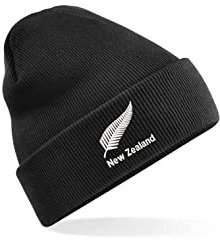 Neuseeland-Mütze für Herren und Damen, Schwarz, Schwarz , Einheitsgröße