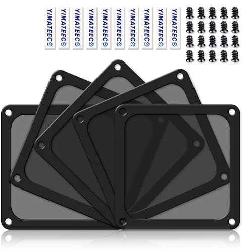 YIMATEECO Staubfilter Lüfterabdeckungen 120mm PC Staubfilter mit Magnetrahmen, Ultrafein Nylon 80 Maschen Lüfterabdeckung für Computer-Kühlerlüfter,PC lüftergitter (Nylon, 120 * 120mm, 5Stü, Schwarz)