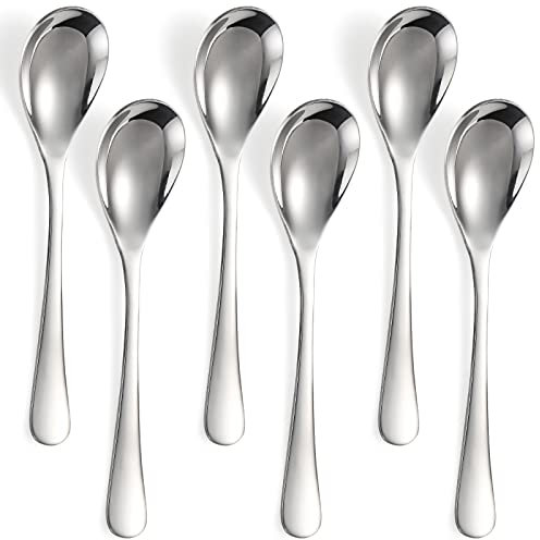 Teelöffel Edelstahl 6 Stück Teaspoons Kaffeelöffel Espressolöffel Löffel für Joghurt Pudding Obstdessert (No.3)