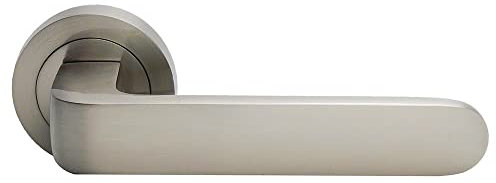 Micel - 01011 - Set di maniglia con rosetta (50 mm) e maniglia piatta, finitura nichel satinato, colore argento, 126 x 50 x 48 mm