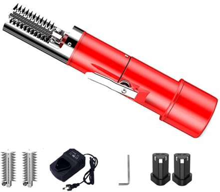VoOqo Removedor Eléctrico de Escamas de Pescado, Raspador de Escamas de Pescado de Acero Inoxidable 304, Removedor Eléctrico Inalámbrico de Escamas de Pescado 2 Cabezales de Corte, Potente Motor