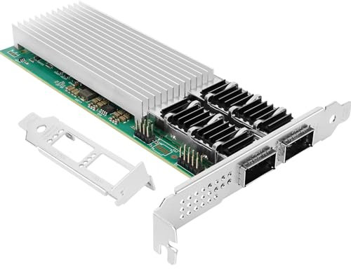 Euqvos PCIe Ethernet Network Card for Intel E810-CQDA2 E810-CAM2 Chipset PCIe 4.0 x16 100Gb Dual Port QSFP28 LAN Card Support Windows Server/Windows/Linux/VMware/ESX