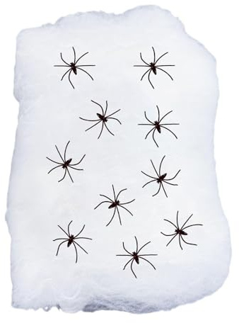 Spindelnätsdekoration, Halloween-spindelnät, läskig spindelvävsdekoration för utomhusbruk – spindelnät rekvisita dekoration med falska spindlar för halloweenfestdekoration inomhus