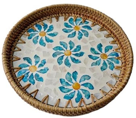 JUNCHENG1008 Assiette en céramique Disque d'épissure de Coquille Simple, Assiette de Fruits, Petit déjeuner, Pain, Dim Sum, Corbeille de Fruits Assiettes à dîner(Basket Colored Flowers)