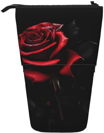 SDEGTHO Red and Roses Cute Telescopic Pencil Case,Students Pen Holder,Stationery Storage for School College Supplies