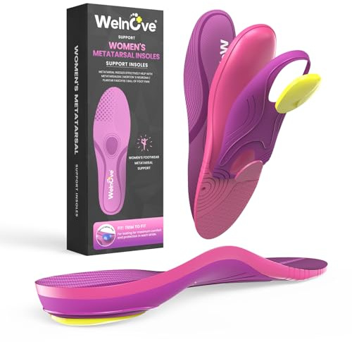 Welnove Plantillas Ortopédicas para Mujer de Alto Impacto - Soporte para Metatarsalgia, Neuroma de Morton y Espolón Calcáneo - Alivio del Dolor, Diseñadas por Podólogos, Recortables -L
