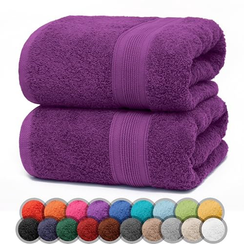 NatureMark 2er Pack DUSCHTÜCHER Premium Qualität 70x140cm DUSCHTUCH Dusch-Handtuch Doppelpack Farbe: Lila