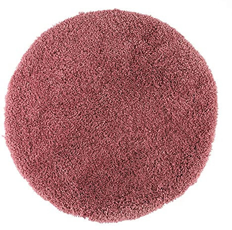 PANA® Vienna Premium Badematte (Rund, 70 cm Ø)• Hochflor Badvorleger und Duschvorleger • Badezimmermatte • Rutschfester und saugstarker Badezimmerteppich • Farbe: Beere