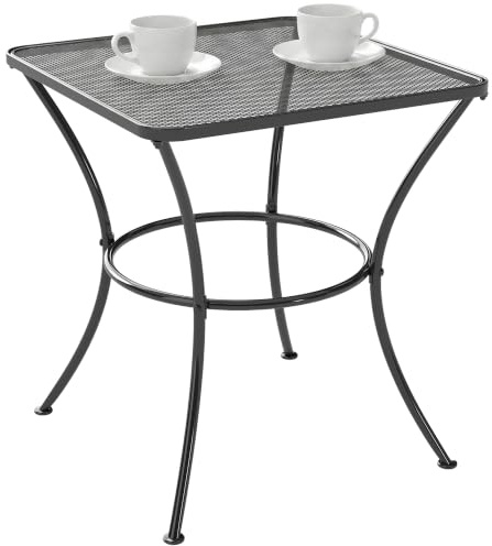 Outsunny Mesa Auxiliar Cuadrada Mesa de Jardín Exterior con Estructura de Metal para Patio Terraza Balcón 45x45x50 cm Negro