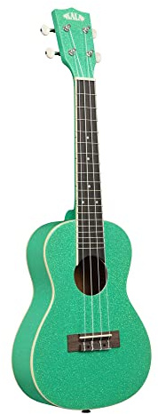 Kala Sparkle Collection, 4-String Ukulele, Right, Green, Concert (KA-SPRK