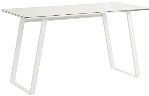 möbelando Schreibtisch >9525< (B/H/T: 140x76x51 cm) in Metall weiß - Weißglas