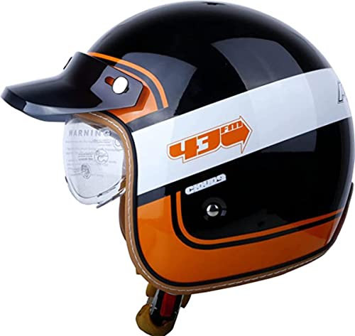 Demi Casque Casque Moto avec Visière Vintage Casques Bols Homologué ECE Casque Mobylette Ouvert Demi Casque Homme Femme Casque Jet pour Cruiser Hélicoptère Scooter 7,L