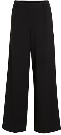 Vila Vivarone Hw Wide Pant-Noos Pantalon en Tissu pour Femme, Noir, 36