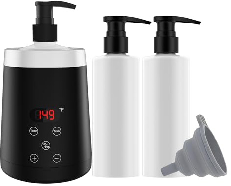 LINBEAUTI Massage Oil Warmer Bottle Professional Lotion Warmer with Two Oil Bottle dispensers, Automatic Oil Heater to Heat Lotion Cream Suitable for spa Salon, Barber Shop, Home use.