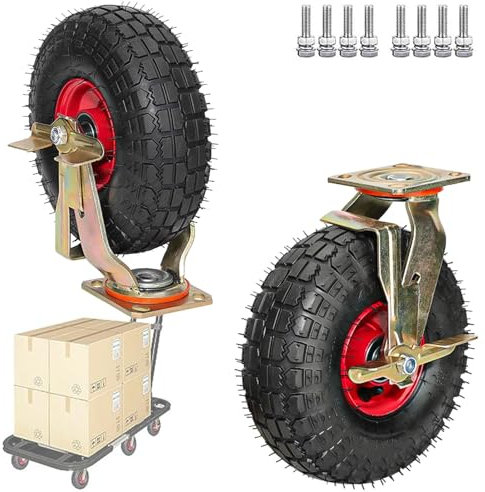 Trolley-Industrietransportrad, Lenkrolle, Gummi-Lenkrolle, Stahlnabe, luftgefüllt, für Karren, Möbel, Dolly, Workben-Ersatzrollen