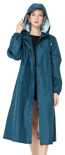 Freiesoldaten Mujeres Impermeable Chaqueta de lluvia Ligero Con capucha Impermeable Largo Al aire libre Reutilizable Secado rápido Chubasquero