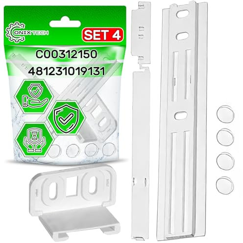4 Set di Guide da Porta del Frigorifero da Incasso e Combinato Congelatore con Codice Originale C00312150 481231019131 per Whirlpool per Fagor per Indesit per Smeg - Garanzia di 5 Anni - ONIX TECH