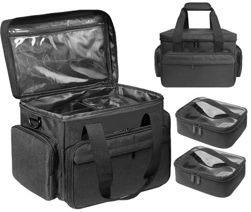 Caossuixin Große Make Up Organizer Tasche mit 2 Innentaschen, Kosmetiktasche Groß mit Einstellbaren Teiler, Make Up Tasche, Portable Beauty Case, für Reise, Unterwegs