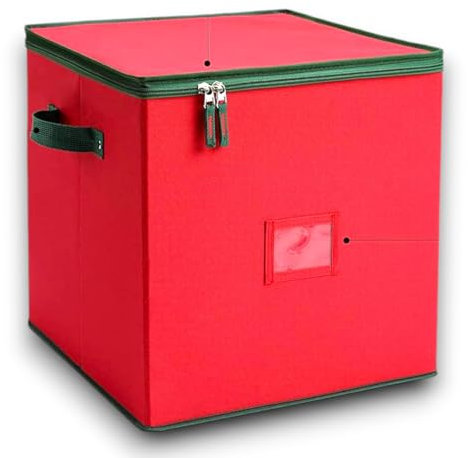 Scatola Porta per palline di Natale con divisori, Ornamenti Natalizi, 3 Dimensioni, Contenitore per addobbi, Palline di Natale e Decorazioni con scomparti, Ideale per Conservare (Rosso, 19x19 Cm)