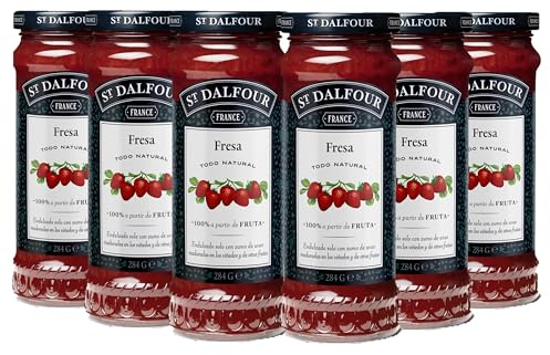 St Dalfour FRESAS | Fruta triturada | Mermelada natural | Caja 6 frascos x 284gr | 100% fruta sin azúcares añadidos
