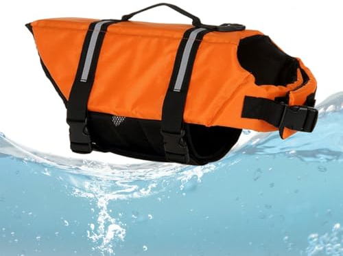 Giubbotto Da Nuoto Per Cani, Giubbotto Di Sicurezza Per Cani Con Striscia Riflettente, Salvagente Regolabile per Animali Domestici Lago Mare Kayak Piscina
