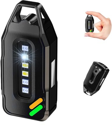 Leikurvo Mini lampe de poche LED rechargeable, 500 lumens, 9 modes, petite lampe de poche, porte-clés COB, magnétique, étanche IPX7, avec clip pour camping, randonnée, extérieur
